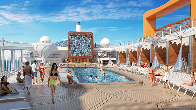 Celebrity Edge's pool deck, Magic Carpet to the right