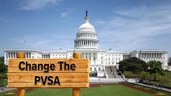 US Capitol Building with Change the PVSA sign