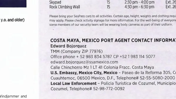 port agent info in cruise compass