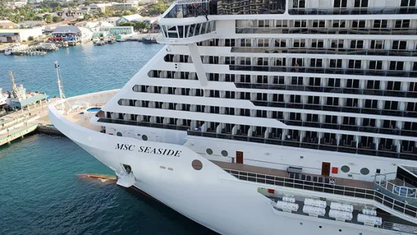 MSC Seaside in Nassau - Often a stop to make shorter cruises legal.